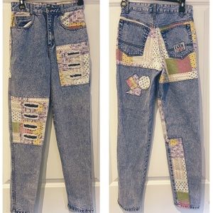 RARE Vintage Get Used! by Ellie Patchwork High-Waist 90’s Denim Jeans size 28